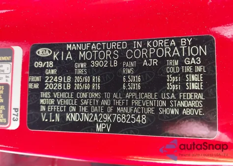 2019 Kia Soul z USA, uszkodzony, nr VIN KNDJN2A29K7682548